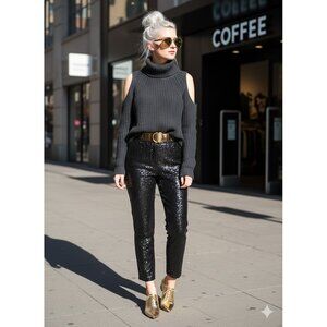 EUC John + Jenn charcoal grey knitted oversized turtleneck sweater, L